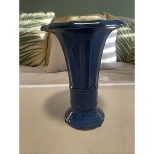 Fiesta Medium Vase Cobalt Blue Glossy Ceramic Homer Laughlin USA 8"